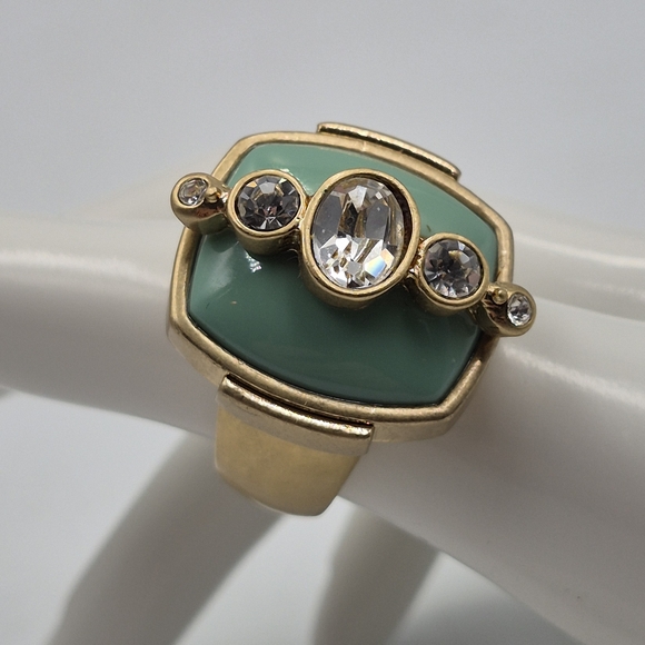 Lia Sophia Chunky Gold Ring Turquoise & Rhinestones - Picture 5 of 8